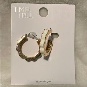 Time and Tru Gold and Cream Scalloped Hoop Earrings